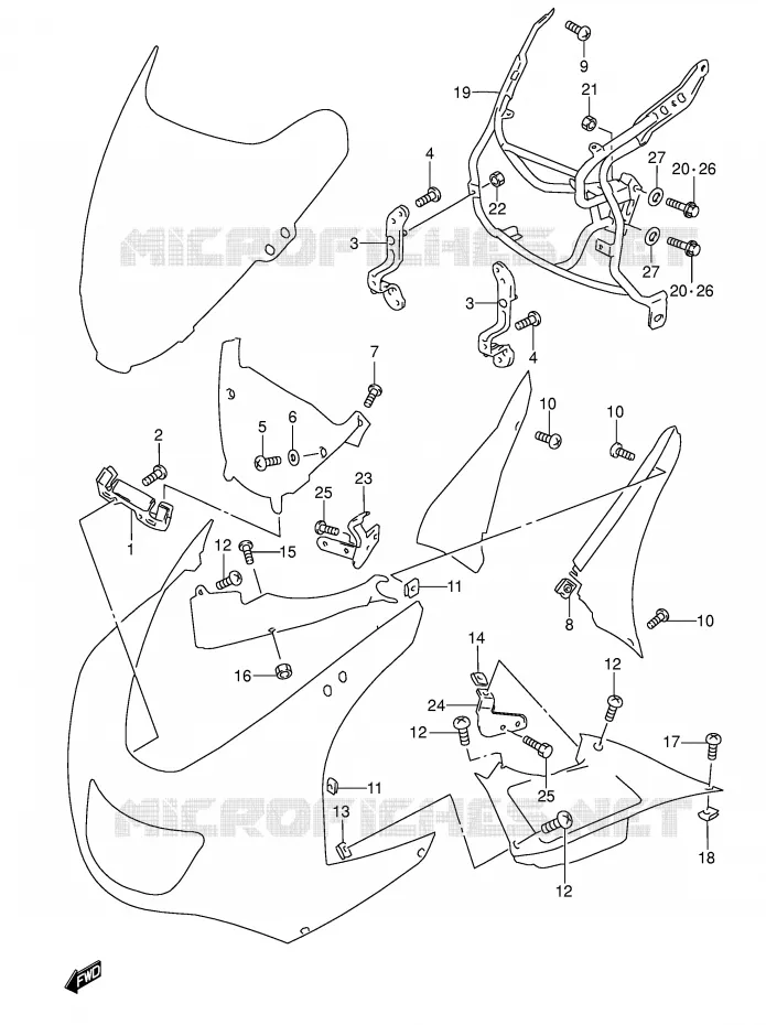 FLANCS DE CARENAGES Suzuki MOTO 600 RF 1994  RF600RR(E2)