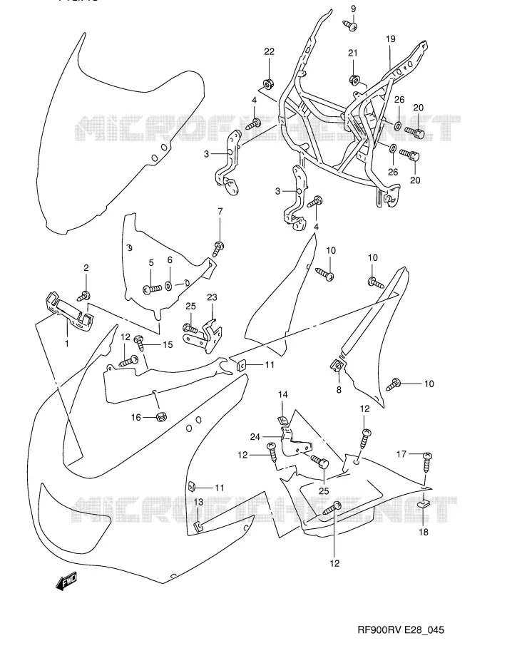 FLANCS DE CARENAGES Suzuki MOTO 900 RF 1996  RF900RT(E28)