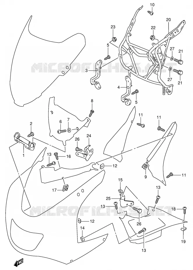 FLANCS DE CARENAGES Suzuki MOTO 900 RF 1998  RF900RW(E2)