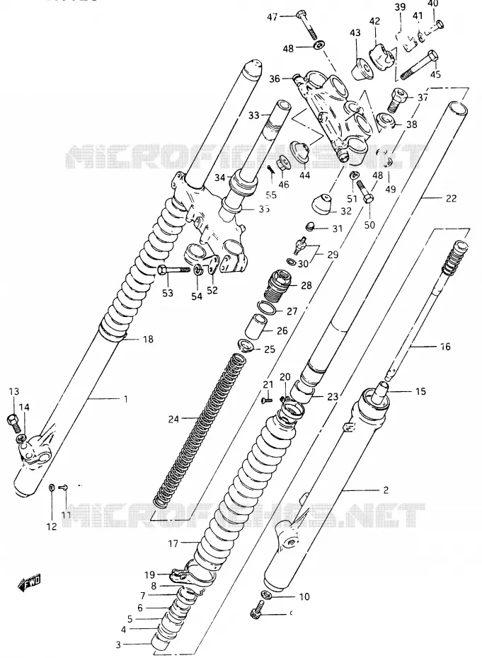 FOURCHE AVANT (MODELE X) Suzuki MOTO 465 RM 1981  RM465X(X/Z)
