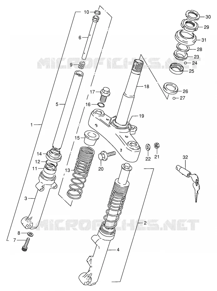 FOURCHE AVANT Suzuki MOTO 50 PV 1998  PV50W(E15)