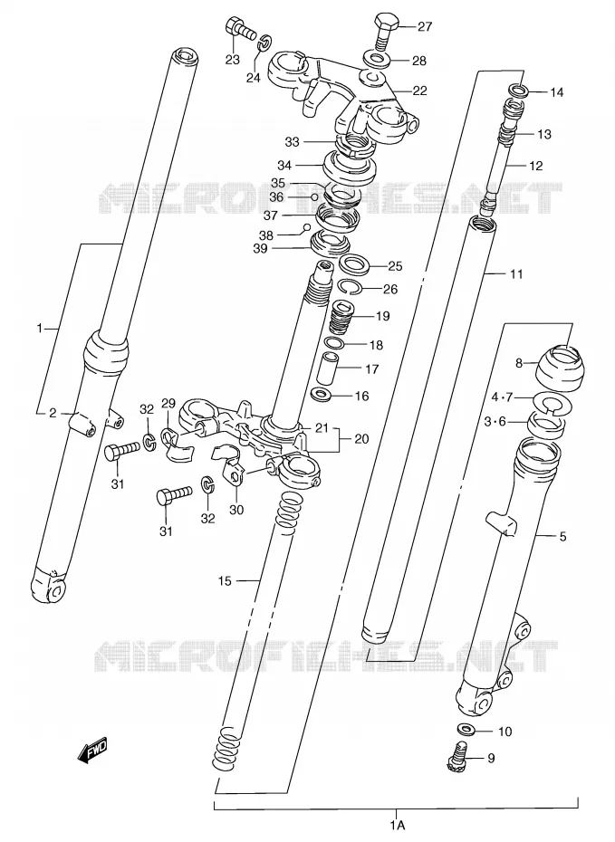 FOURCHE AVANT Suzuki MOTO 50 RG 1994  RG50R(E6)