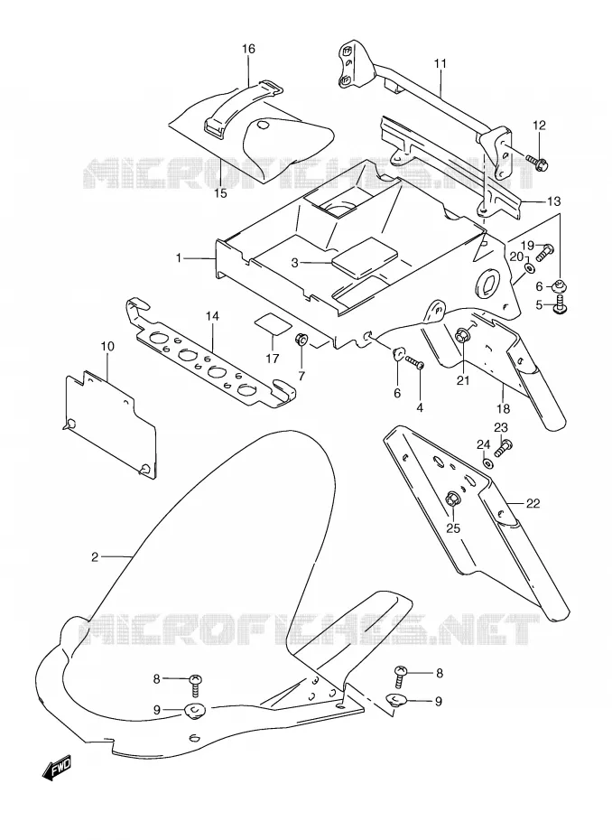 GARDE BOUE ARRIERE Suzuki MOTO 250 RG 1991  RGV250M(E24)