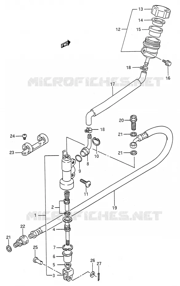 MAITRE CYLINDRE ARRIERE (MODELE K) Suzuki MOTO 125 RM 1991  RM125M(E28)