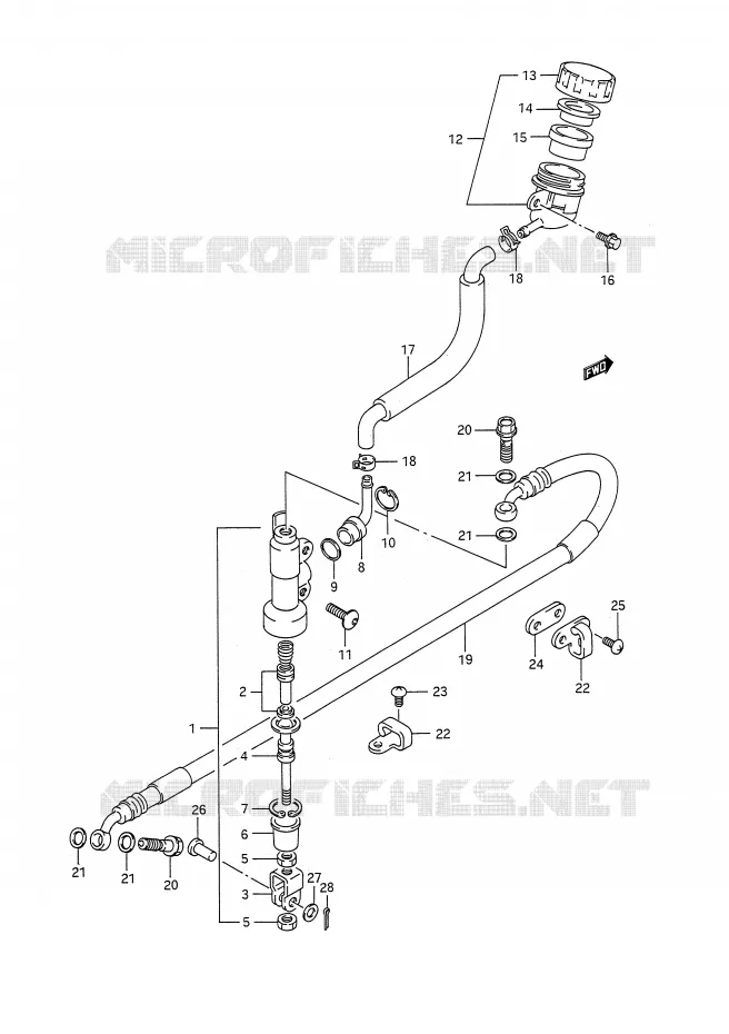 MAITRE CYLINDRE ARRIERE (MODELE M/N) Suzuki MOTO 250 RM 1990  RM250L(E28)