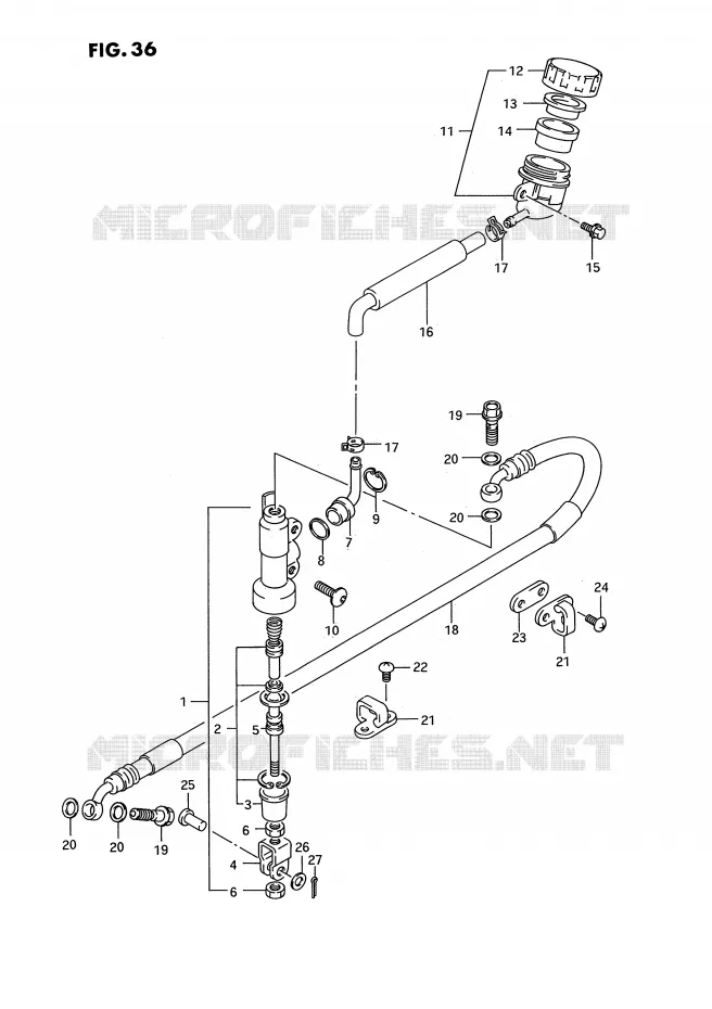 MAITRE CYLINDRE ARRIERE (MODELE N) Suzuki MOTO 125 RM 1992  RM125N(E3)