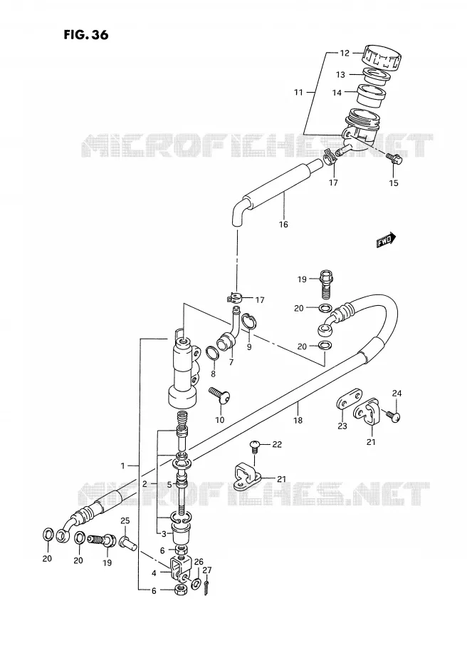 MAITRE CYLINDRE ARRIERE (MODELE N) Suzuki MOTO 125 RM 1995  RM125S(E2)