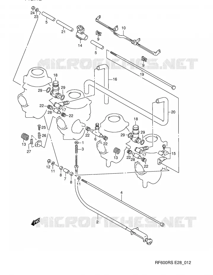PIECES EXTERNES CARBURATEUR Suzuki MOTO 600 RF 1994  RF600RR(E28)