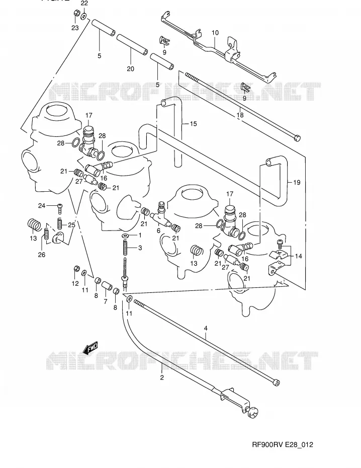 PIECES EXTERNES CARBURATEUR Suzuki MOTO 900 RF 1997  RF900RV(E28)