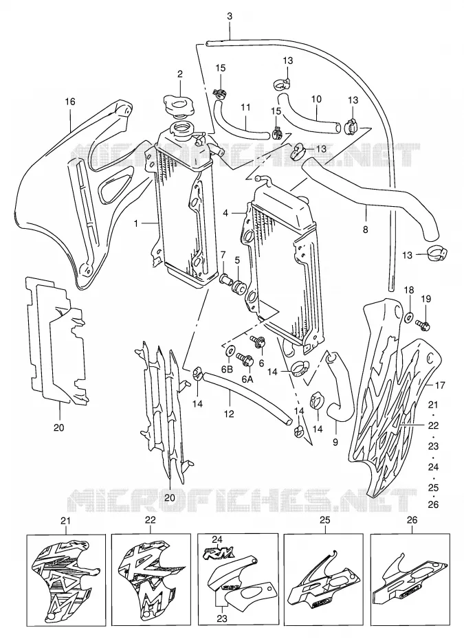 RADIATEUR Suzuki MOTO 250 RM 1996  RM250T(E3/E28)