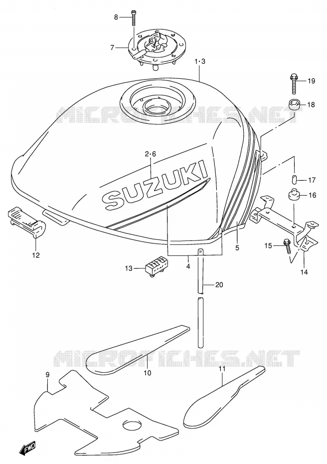 RESERVOIR D'ESSENCE (MODELE R/S) Suzuki MOTO 900 RF 1995  RF900RS2(E2)