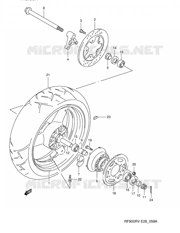 ROUE ARRIERE (MODELE T/V) Suzuki MOTO 900 RF 1995  RF900RZS(E28)