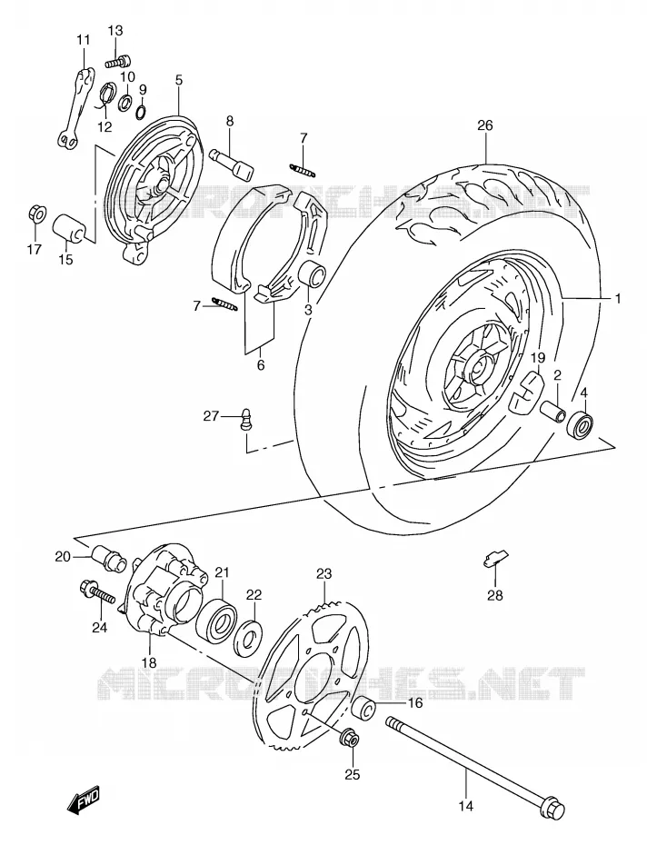 ROUE ARRIERE Suzuki MOTO 800 MARAUDER 2001  VZ800K1(E2)