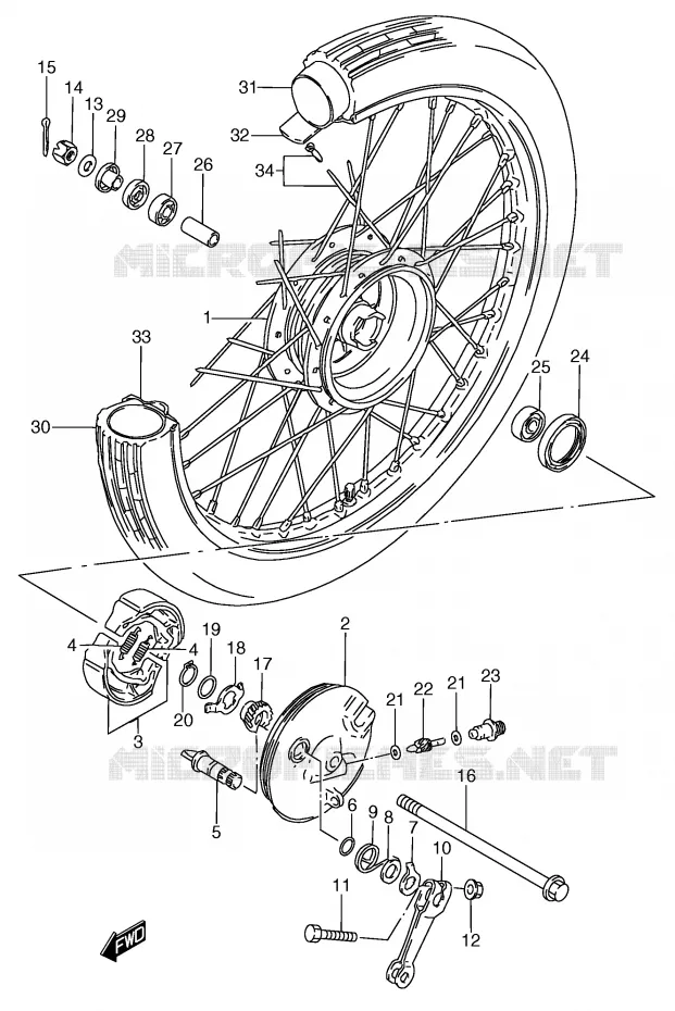 ROUE AVANT (MODELE M) Suzuki SCOOTER 50 Autres-modeles 1991  RC50M(E1)
