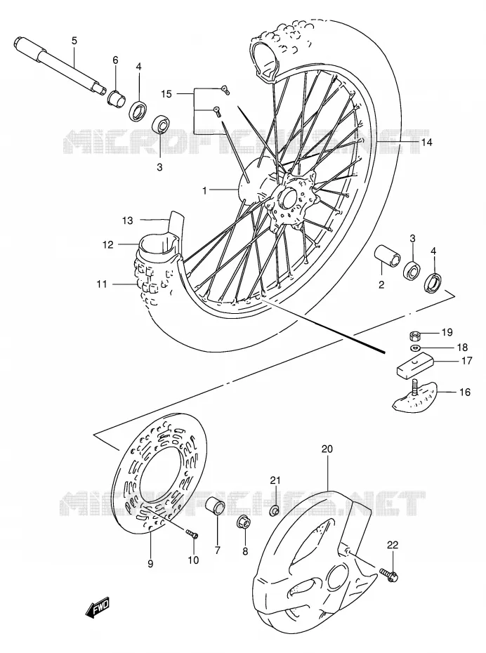 ROUE AVANT (MODELE T) Suzuki MOTO 250 RM 1997  RM250V(E3/E28)