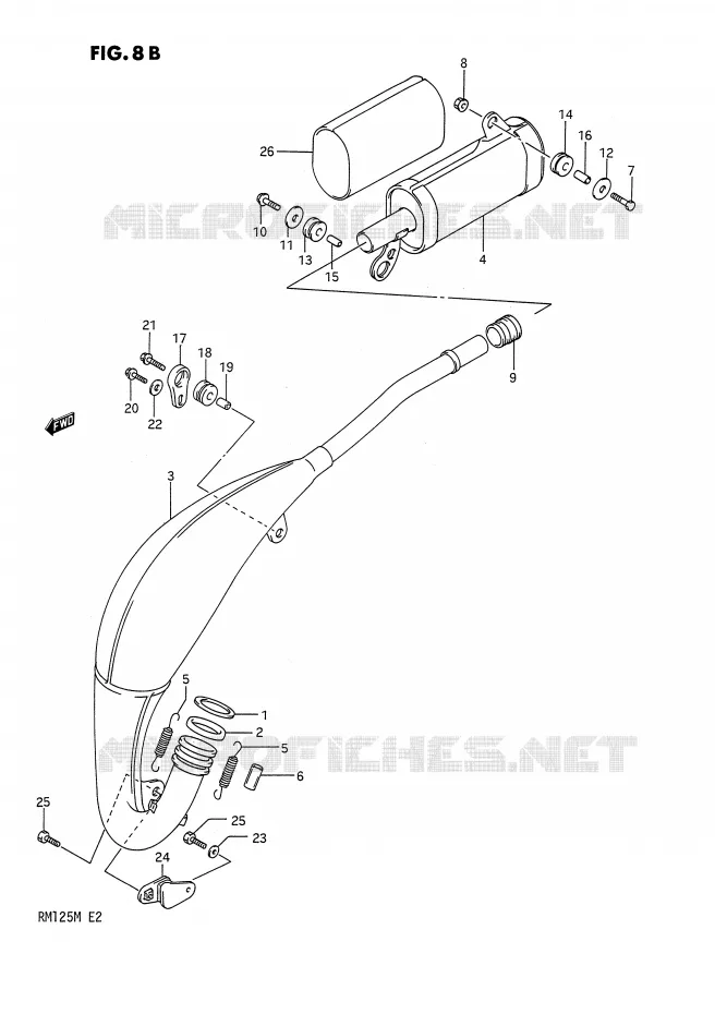 SILENCIEUX (MODELE M) Suzuki MOTO 125 RM 1991  RM125 M (E02,E04,E24)