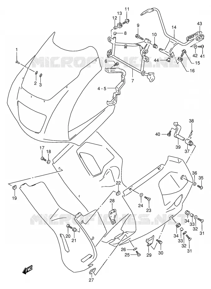 SUPPORTS / FIXATIONS CARENAGES Suzuki MOTO 125 RG 1992  RG125FN(E18)