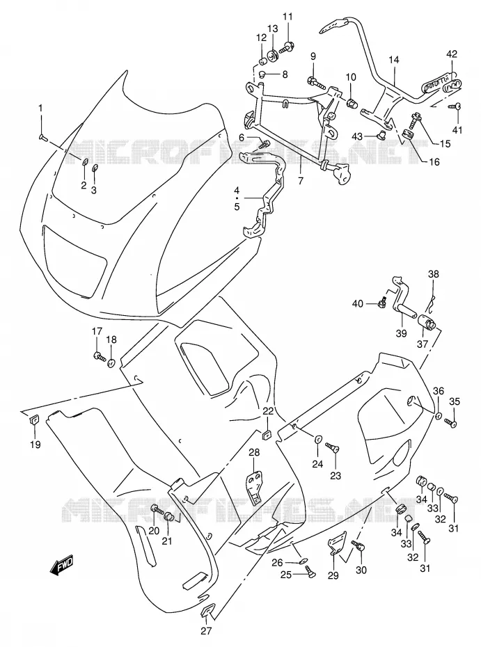 SUPPORTS / FIXATIONS CARENAGES Suzuki MOTO 125 RG 1999  RG125FX(E6)