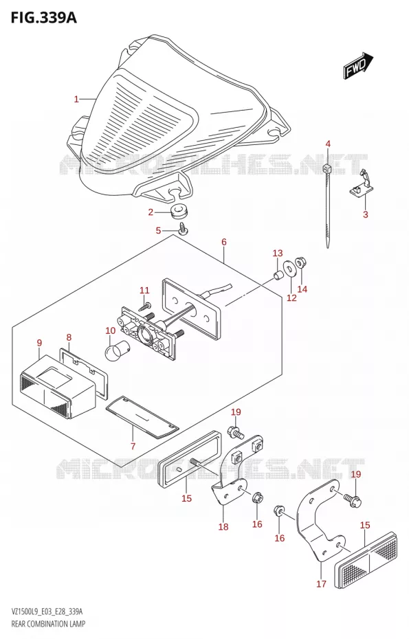 ENSEMBLE FEU ARRIERE Suzuki MOTO 1500 BOULEVARD 2019  VZ1500 L9