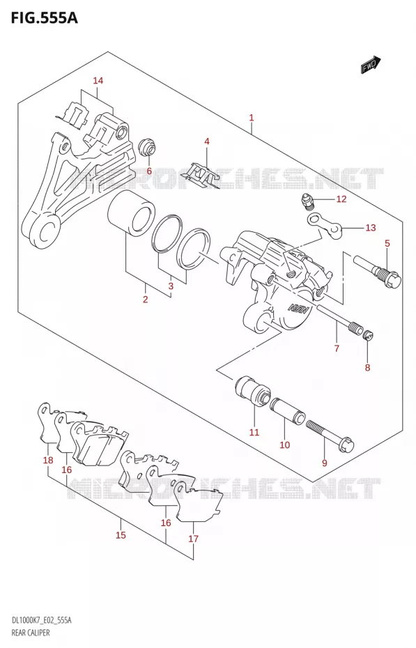 ETRIER DE FREIN ARRIERE Suzuki MOTO 1000 V-STROM 2008  DL1000 K8 (E02,E19,E24)