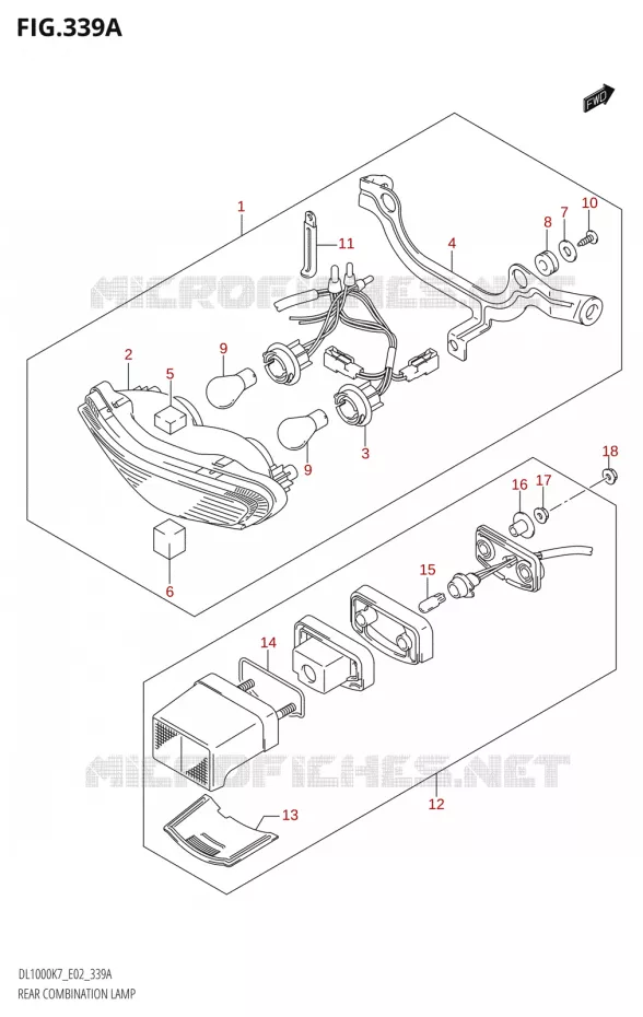 FEU ARRIERE Suzuki MOTO 1000 V-STROM 2007  DL1000 K7 (E02,E19,E24,E37)