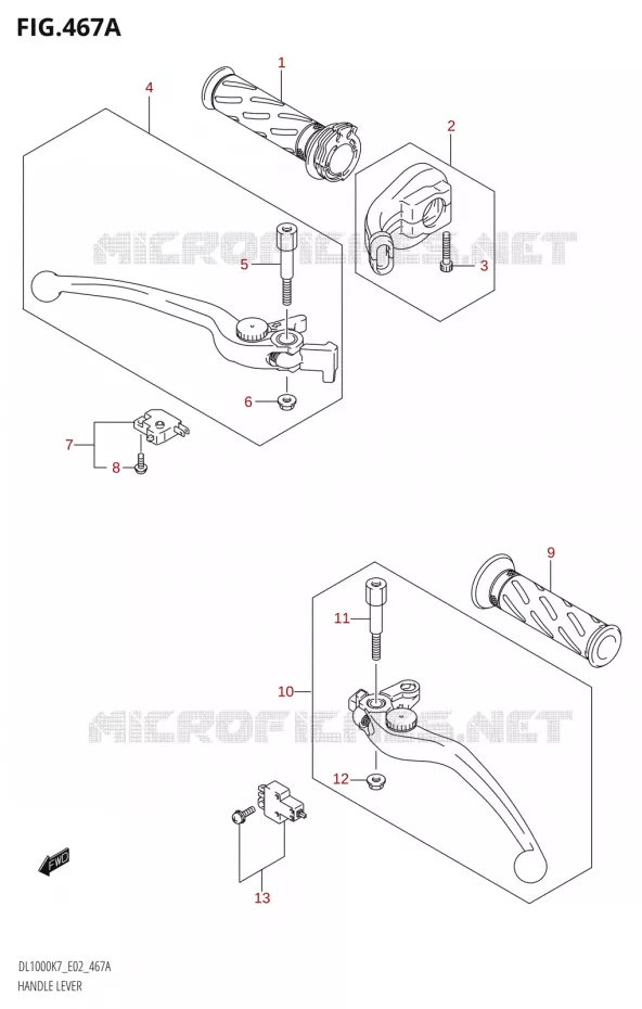 LEVIERS - POIGNEES Suzuki MOTO 1000 V-STROM 2010  DL1000 L0 (E02,E19,E24)