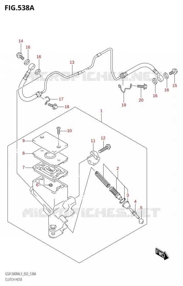 MAITRE CYLINDRE D'EMBRAYAGE Suzuki MOTO 1300 HAYABUSA 2013  GSX1300RA L3 (E02)