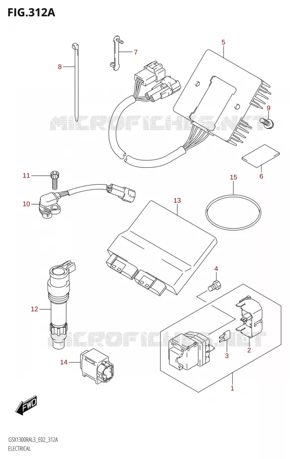 PARTIE ELECTRIQUE0RA:L3:E02) Suzuki MOTO 1300 HAYABUSA 2013  GSX1300RA L3 (E19)