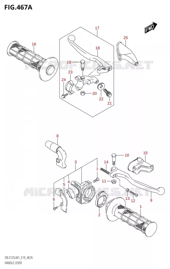 ENSEMBLE LEVIERS - POIGNEES Suzuki MOTO 125 DR-Z 2021  DR-Z125L M1