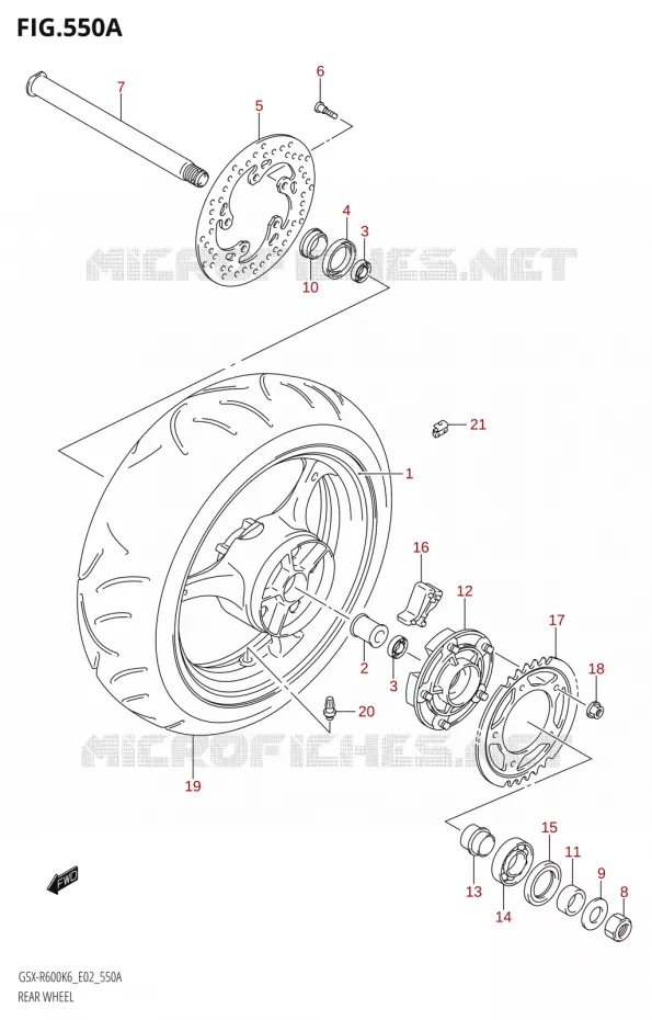 ROUE ARRIERE Suzuki MOTO 600 GSX-R 2006  GSX-R600 K6 (E02,E19)