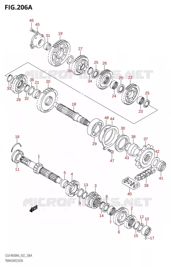 TRANSMISSION Suzuki MOTO 600 GSX-R 2006  GSX-R600 K6 (E02,E19)