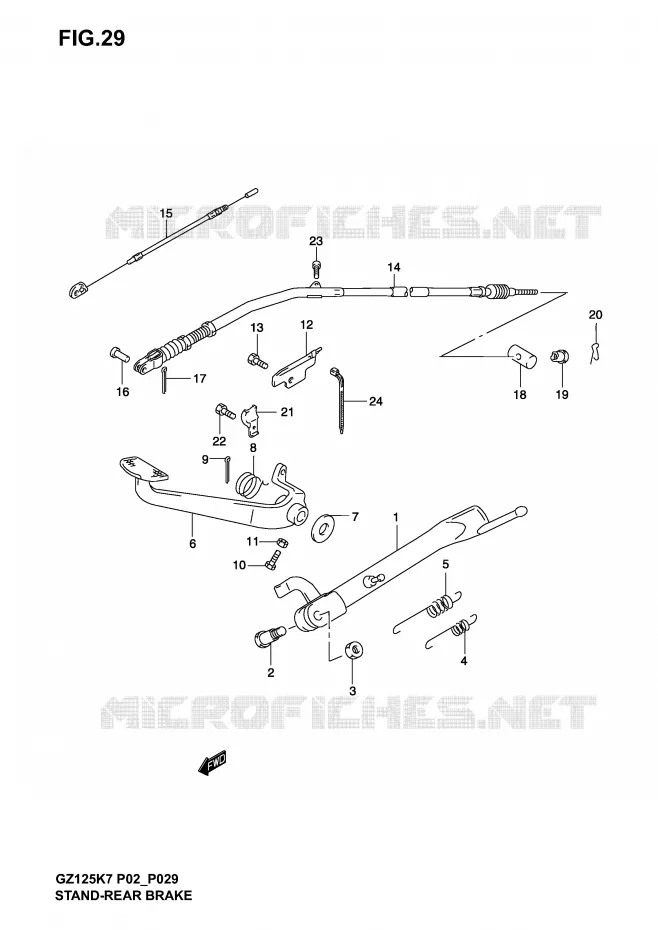BEQUILLE - PEDALE DE FREIN ARRIERE Suzuki MOTO 125 MARAUDER 2003  GZ125K3(P19)