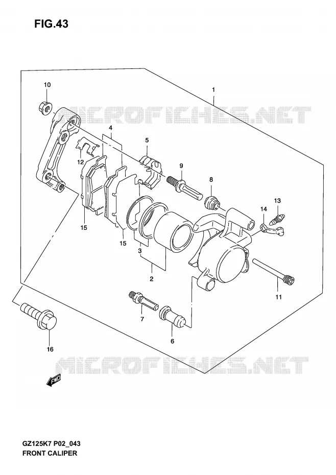 ETRIER DE FREIN AVANT Suzuki MOTO 125 MARAUDER 2003  GZ125K3(P02)