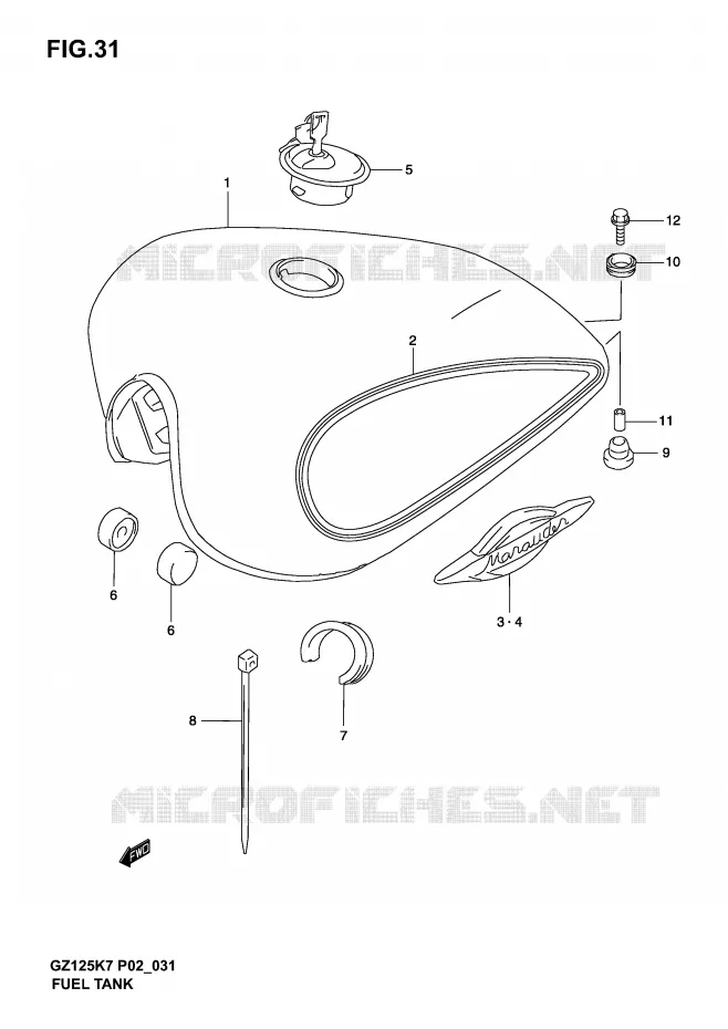 RESERVOIR ESS  (MODELE K3 /​ K4) Suzuki MOTO 125 MARAUDER 2004  GZ125K4(P02,P19)