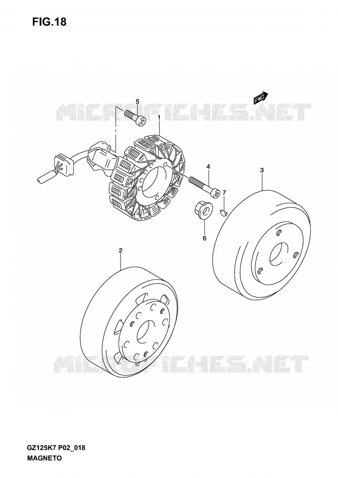 MAGNETO (MODEL K3 /​ K4 /​ K5 /​ K6) Suzuki MOTO 125 MARAUDER 2004  GZ125K4(P02,P19)