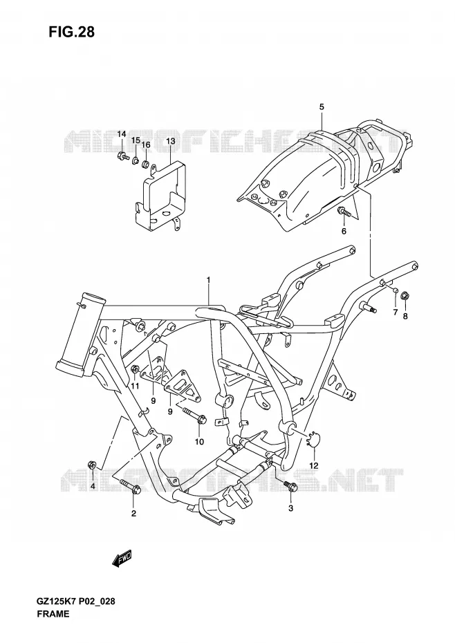 CADRE Suzuki MOTO 125 MARAUDER 2004  GZ125K4(P02,P19)