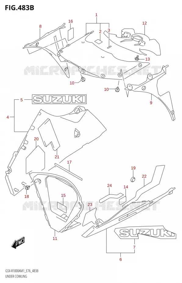 SABOT COWLING (GSX-R1000RA) Suzuki MOTO 1000 GSX-R 2021  GSX-R1000RA M1 /​ GSX-R1000RZA M1 ( E76 ECE2 E17,22,39 )