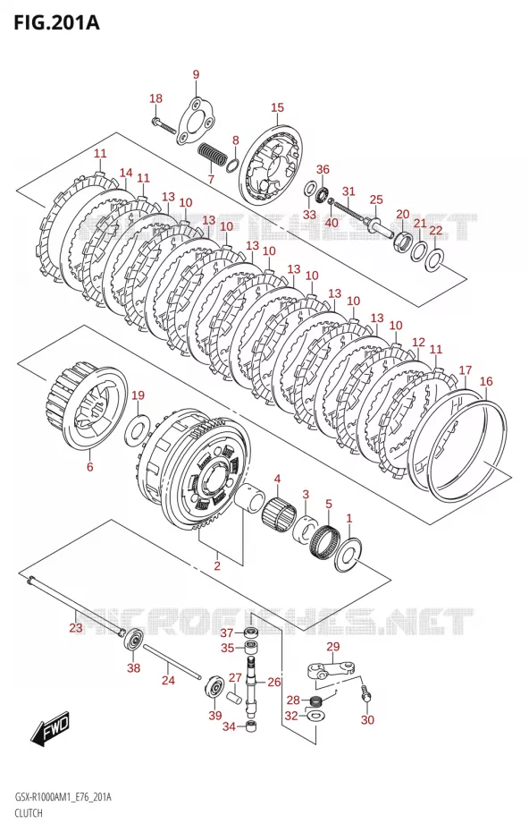 EMBRAYAGE Suzuki MOTO 1000 GSX-R 2021  GSX-R1000RA M1 /​ GSX-R1000RZA M1 ( E76 ECE2 E17,22,39 )