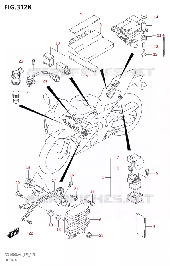 PARTIE ELECTRIQUE000A,GSX-R1000ZA) Suzuki MOTO 1000 GSX-R 2021  GSX-R1000RA M1 /​ GSX-R1000RZA M1 ( E76 ECE2 E17,22,39 )