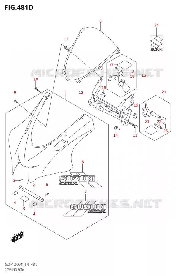 CARENAGES (GSX-R1000RZA) Suzuki MOTO 1000 GSX-R 2021  GSX-R1000RA M1 /​ GSX-R1000RZA M1 ( E76 ECE2 E17,22,39 )