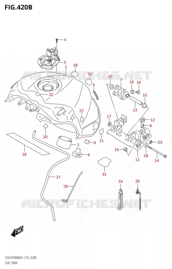 RESERVOIR D'ESSENCEA,GSX-R1000RA) Suzuki MOTO 1000 GSX-R 2021  GSX-R1000RA M1 /​ GSX-R1000RZA M1 ( E76 ECE2 E17,22,39 )