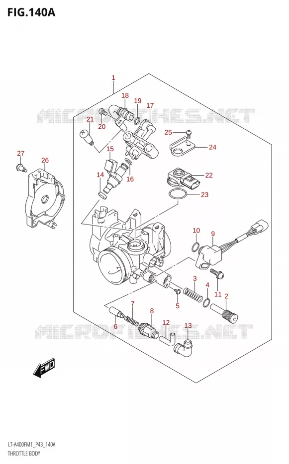 CORPS DE PAPILLON Suzuki QUAD 400 KINGQUAD 2021  LT-A400F M1 (P43)