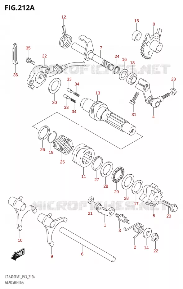 ENSEMBLE DE SELECTION DE VITESSES Suzuki QUAD 400 KINGQUAD 2021  LT-A400F M1 (P43)