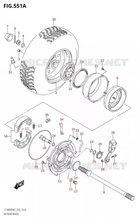 ROUE ARRIERE DROITE Suzuki QUAD 400 KINGQUAD 2021  LT-A400F M1 (P43)