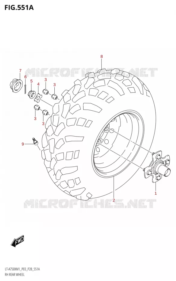 ROUE ARRIERE DROITE Suzuki QUAD 750 KINGQUAD 2021  LT-A750X M1 (P28)