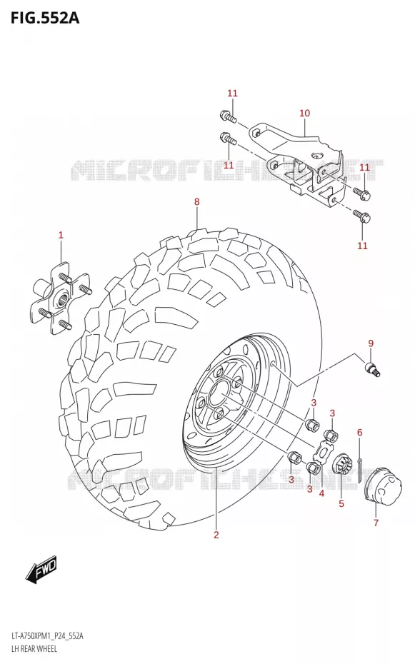 ROUE ARRIERE GAUCHE50XP) Suzuki QUAD 750 KINGQUAD 2021  LT-A750XP / XPZ M1 (P24)