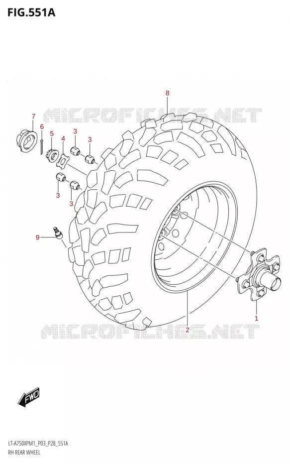 ROUE ARRIERE DROITE50XP) Suzuki QUAD 750 KINGQUAD 2021  LT-A750XP / XPZ M1 (P28)