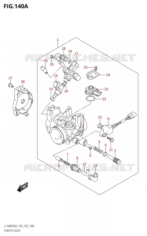 CORPS DE PAPILLON Suzuki QUAD 400 KINGQUAD 2021  LT-A400FZ M1 (P28)