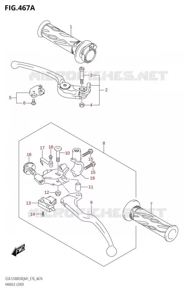 LEVIERS - POIGNEES Suzuki MOTO 1000 KATANA 2021  GSX-S1000SRQ M1 (E76 ECE2 E17,22,39)