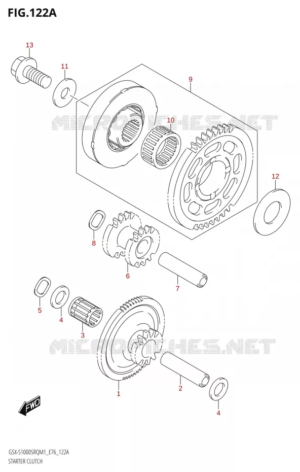 ROUE LIBRE DE DEMARREUR Suzuki MOTO 1000 KATANA 2021  GSX-S1000SRQ M1 (E76 ECE2 E17,22,39)